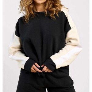 Nuuds sideline crew vintage fleece Black, white and Bone Sweatshirt